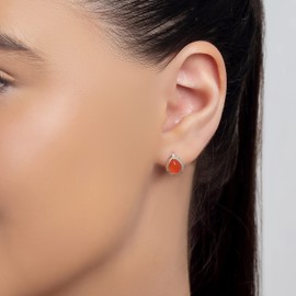 HENRYKA Carnelian 925 Sterling Silver Stud Teardrop Earrings | Essential Simple Minimal Natural Gemstone Earrings | Bridesmaid Jewellery | Birthstone Gift