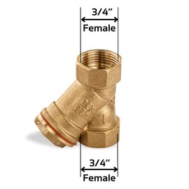 Brass Y-Type Strainer 0,75" Female - Threaded Lead-Free Working Steam Pressure for Pumps Control Valves Meters Steam Traps Regulators Water Flow Filter (3/4")