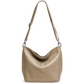 Caspar TL803 Classic Elegant Women's Leather Handbag, taupe, One size