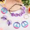 6PCS Hippie Costume Accessories Set, 60s70s Retro Hippie Glasses Peace