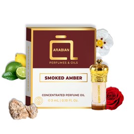ARABIAN PERFUMES & OILS Smoked Amber Perfume Oil - Complex Intriguing Fragrance Oil for Men and Women - Travel Size Perfume 0.10 Fl. Oz.