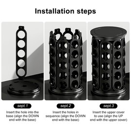 K Cup Holder, Coffee Pod Carousel Organizer K Cup Stand, Compatible with 40 Keurig K-Cup Pods, Large Compacity Coffee Capsule Holder, Home or Office Kitchen Counter Organize(Black)