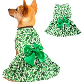 Habbiful Dog St Patricks Day Outfit, Puppy Dog St.Patrick's Day Clothes Shamrock Dog Skirt Green Dog Dress Spring Summer Pet Doggie Apparel for Dogs Cats Gifts, M