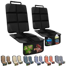 NEWFOM Car Seat Protector for Child Car Seat, 2 Pack Baby Car Seat Covers with Mesh Pockets & Non-Slip Backing 600D Durable Seat Protector Under Baby Car Seat for Car Back Seat (Black, Large)