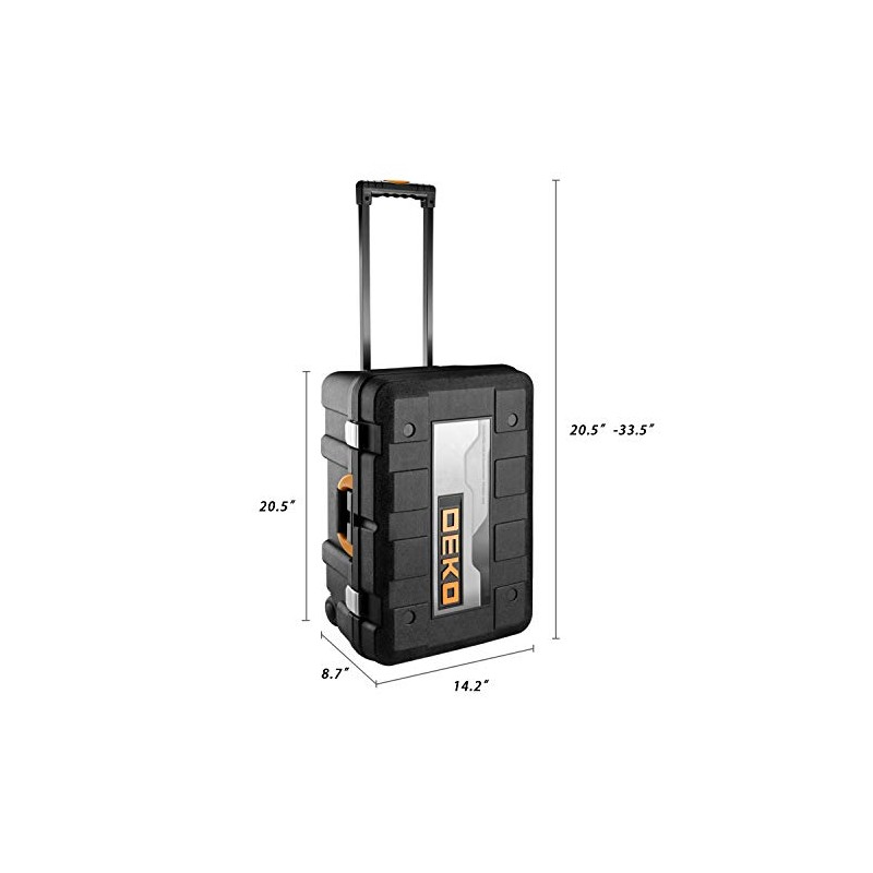 DEKOPRO 258 Piece Tool Kit with Rolling Tool Box Socket