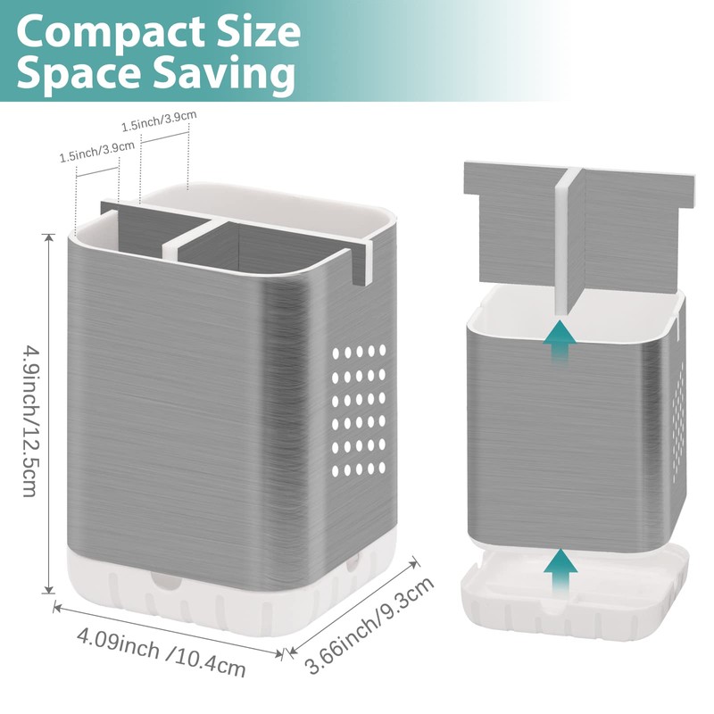 Boperzi Toothbrush Holder Toothpaste Organizer Drainage for Bathroom Vanity, Detachable