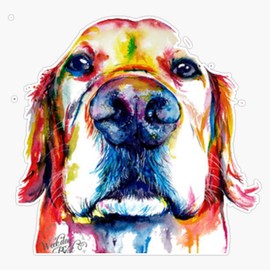 Golden Retriever Watercolor Sticker Vinyl Bumper Sticker 6 Mil Thick - Size 5"