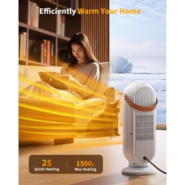 Space Heaters for Indoor Use, 16 Inch Portable Electric Heater for Office, 1500W Fast Heating Space Heater with Thermostat, 90°Oscillation, 12H Timer, Remote, Safe, Ultra-quiet Room Heater