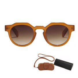 TOEECY Retro Sunglasses Women's Round Vintage UV400 Glasses Fashion Men's Sunglasses Fancy Dress Classic Party Glasses with Glasses Case Suitable for Men and Women, yellow