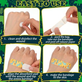 Estune 150 Pcs Kids Bandages Bulk Dinosaur 15 Styles Fun Valentines Classroom Gifts for Children Adhesive Colorful Flexible Cartoon Dinosaur Bandages Variety Pack for Kids Boys Girls Students School