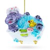 Hippo Taking Bath Blown Glass Christmas Ornament