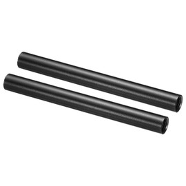 PATIKIL Pack of 2 6 Inch 15 mm Pole Camera Poles with M12 Internal Thread Aluminium Alloy for 15 mm Rail Support System Black
