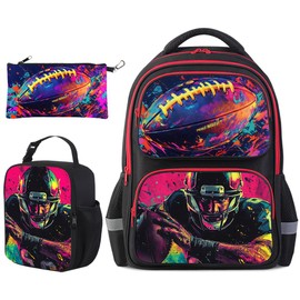 Neramty School Backpack for Boys, Football Backpack for Kid Backpack Suitable for 6-18 Kid, for Children Teens Elementary Middle School Bookbag Travel Back.