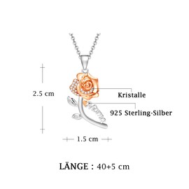 ENGRAWELRY Women's Necklace Engraved 925 Silver Chain Pendant Rose Crystal Jewellery Original Gift for Mother Mum Grandma Women Daughter Girlfriend, Crystal, Crystal