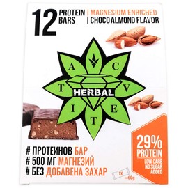 Cvetita Herbal BrownMag 29% Protein Riegel mit Mandeln und Schokolade Box mit 12 Stück