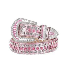 Xpvezl Studded belt Rhinestone Belt for Women Men Belts Cowgirl Bling Silver Leather Belt Western Belt Gifts Festivals Christmas Party Belt Wide Womens Belts Belts for Women Women's Belt(Pink,S)
