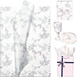 Floral Tissue Paper, Purple Bellflower Pattern 15 Sheets 20"x 30", Elegant Flower Gift Wrapping Tissue Paper for Gift Bags, Packaging, Crafts, Party Decor, Floral Arrangements, Mother's Day, Wedding