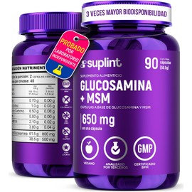 Sulfato de Glucosamina 800 mg con MSM – Suplemento Alimenticio Diario en Cápsulas – Fórmula para Hombres y Mujeres – Sin Gluten, Vegano, Sin OGM – 90 Cápsulas