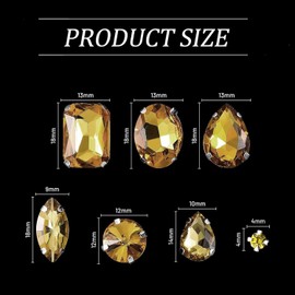 GUOYOU 186 Pieces AB Sewing Gems Six Styles of Craft Rhinestones Metal Claw-Set Sewing Rhinestones Suitable Jewels for Crafting DIY Clothes Jewelry Handicrafts Clothing Shoes and Hats (Gold)