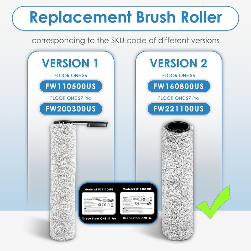 【Version 2, Detachable Roller】(6 Pack) S7 Pro Brush Rollers and