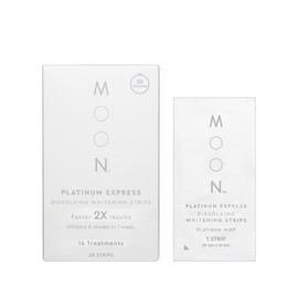 MOON Platinum Express Dissolving Teeth Whitening Strips, Safe For Sensitive Teeth, Peroxide, Hydroxyapatite, Mint Flavor, Gentle