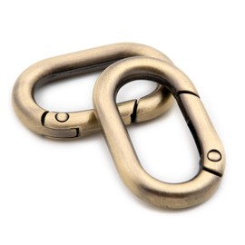 Carabiner Metal Spring Key Ring, 10 PCS Spring Keyring Buckle, Oval Ring for Bags (Brushed Brass, 1")