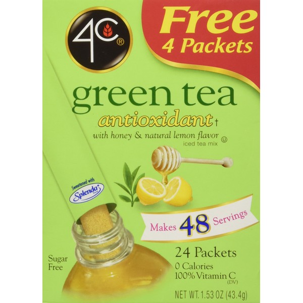 4C Totally Light Tea 2 Go Green Tea, Ice Tea Mix, Sugar Free, 20-Count Boxes (Pack of 3)