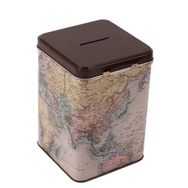 I-TOTAL® Funny Money Box with Padlock and Keys, Metal Money Box with Clasp (MAPS)