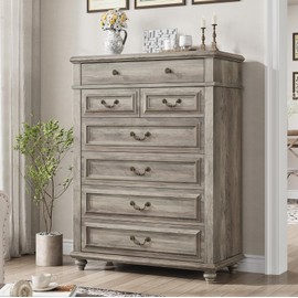Jocoevol Farmhouse 7 Drawer Dresser, Bedroom Dressers with Drawers, Dresser for Bedroom Tall with Large Storage for Living Room, Entryway, Gray