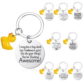 Nosiny 8 Pieces Inspirational Duck Keychains Funny Inspiring Gifts Charms for Duck Lovers Novelty Key Chain Motivational Keyrings Birthday Stuff Gifts for Him Her Friends Family