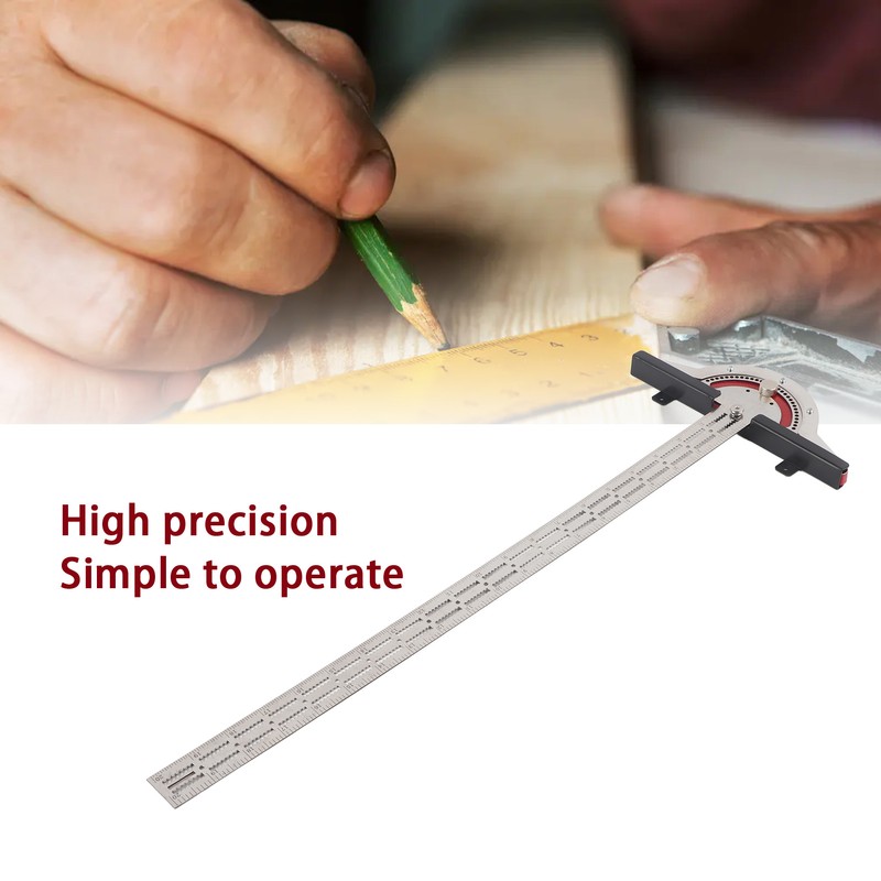 Edge Rule Protractor Aluminum Alloy T Square Woodworkers Edge Ruler