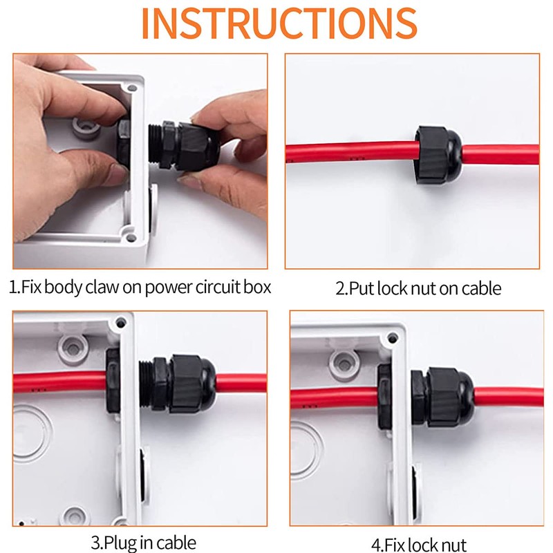 Meccion M32 Cable Gland 5 Pack IP68 Waterproof Nylon Cable