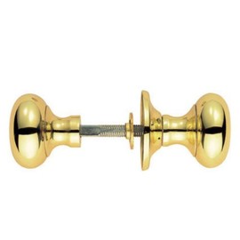 DISCOUNT HARDWARE UK Polished Brass and Chrome Victorian Mushroom Rim Door Knobs 50mm (Brass)