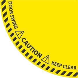 AccuformNMC NMC Keep Clear Door Swing Quarter Circle Walk-on Floor Sign with Textured Non-Slip Surface, 28 X 28, WFS101, Multi-Color, American Made Safety Tags, Signs, and Labels