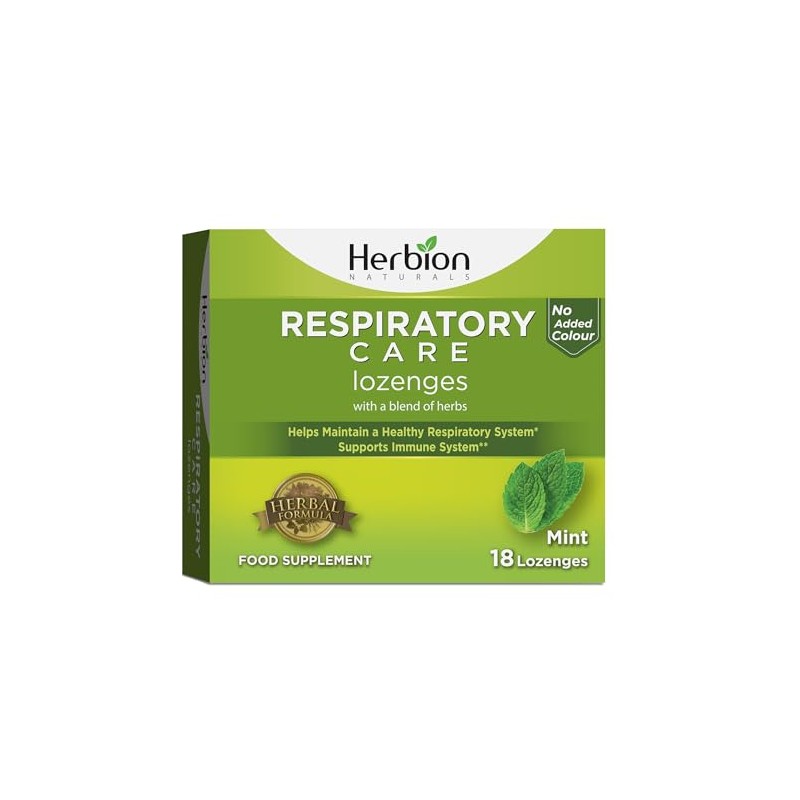 Herbion Respiratory Care Lozenges, Mint Flavour Herbal Blend for Throat