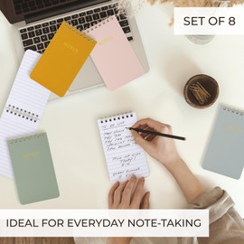 ZICOTO Aesthetic Pocket Notebooks Set Of 8 - Small 3x5 Spiral Notepads With Lined Pages For Women - The Perfect Little Mini Pads to Stay Organized and Boost Productivity at Work or School