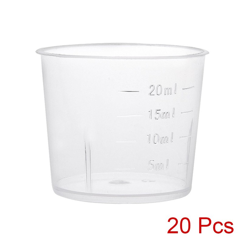 uxcell Measuring Cup 20ml PP Plastic Graduated Beaker Clear for