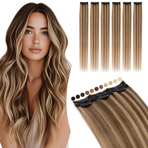 Elailite Real Hair Extensions Clip Balayage Silk Lace in Wefts