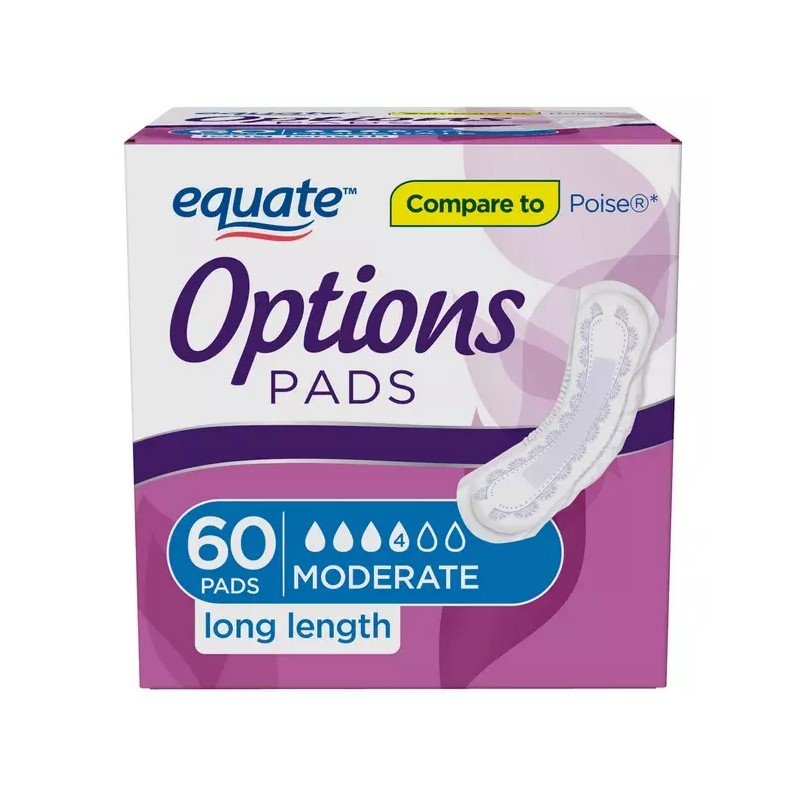 Equate Options 2 PACK!! Equate Options Incontinence Pads for Women,