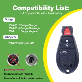ATPSTOGO 2 New Replacement Remote Key Fob Fit For 2008 2009 2010 2011 Dodge Challenger