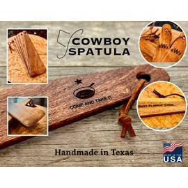 COWBOY SPATULA Mesquite Wood Spatula - Original Handmade in Texas Made in USA For Non stick Frying Pan, Cast Iron Skillet, griddle, baking, stainless steel (Original - Plain - No personalization)