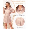 Vlazom Women's Satin Nightshirt Button Down Silk Nightdress Short Sleeve