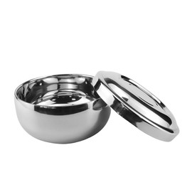 LNQ LUNIQI 1 Piece Stainless Steel Shaving Bowl with Lid, Men's Shaving Soap Dish Large, Metal Shaving Soap Bowl Silver Shaving Foam Bowl for Home Bathroom Hairdressing Salon