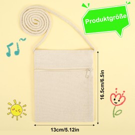 Smilcloud Pack of 10 Fabric Bags for Painting, DIY Small Shoulder Bags for Painting, Bags Painting, Children's Neck Pouch for Birthday Party, School, Celebration, Gift, Beige, 1