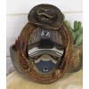 Country Rustic Western Cowboy Hat With Lasso Braided Ropes Beer