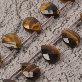 Natural Yellow Tiger Eye Faceted Teardrop Healing Gemstone Loose Beads 12mm for Jewelry Making Strand 15 Inch
