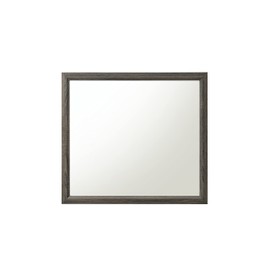 LJLB Rectangular Decorative Mirror with Weathered Gray Finish and Wood Trim, Versatile Use for Any Room