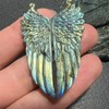 TEAMWILL Natural Yellow Labradorite Quartz Hand Carved Wing Crystal Reiki