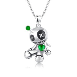 Voodoo Dolls Necklace, Gothic Necklace for Women Sterling Silver Voodoo Pendant Jewelry Mother's Day Gift