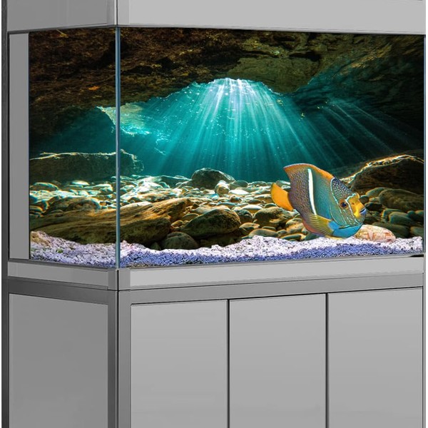 Pinpai 36X20 Inches Fish Tank Background, Sunshine Ocean Floor Terrarium
